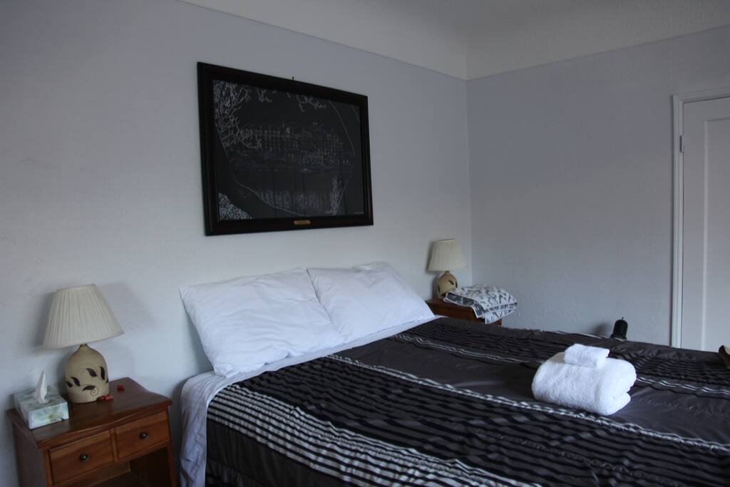 Queen size bed in master bedroom