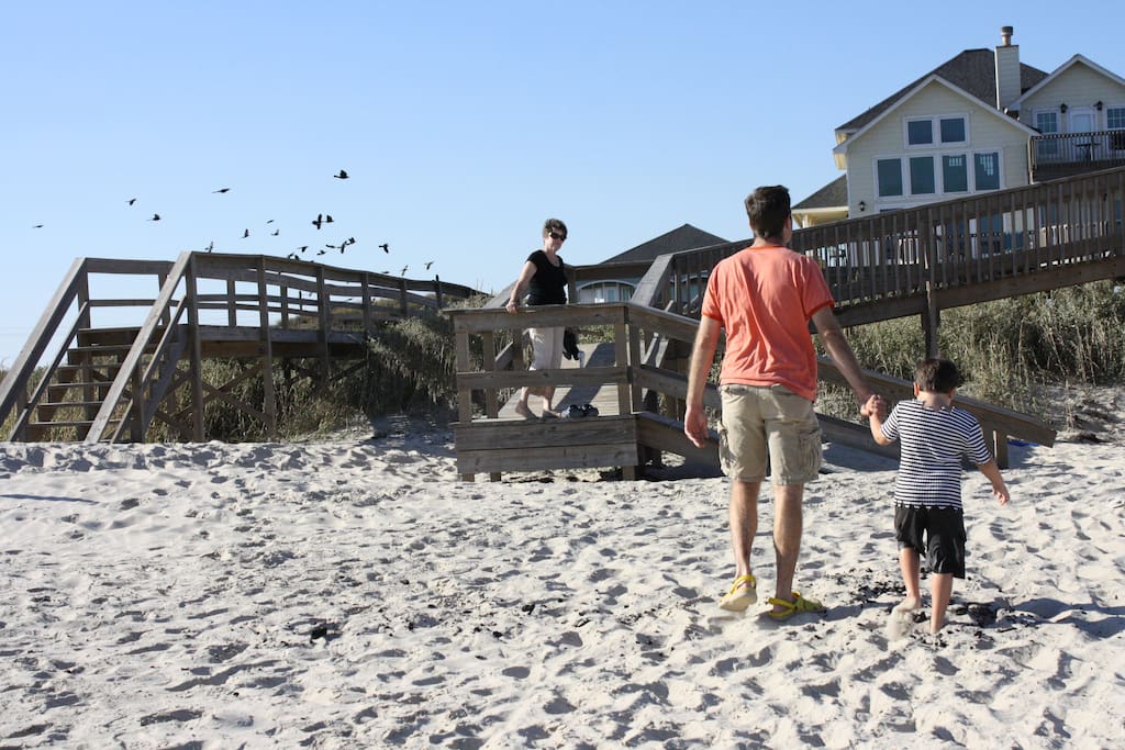 Private walkway takes you over the dunes to the beach, which incidentally has white sand.