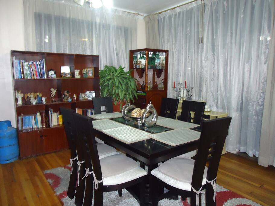 Table to serve food family , there is a balcony with a good view