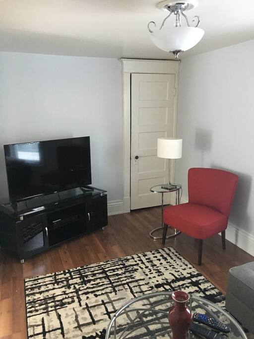 Family room with 48 inch flat screen TV