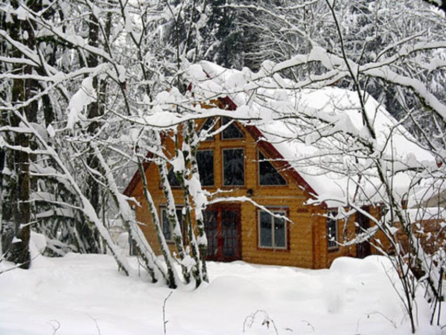 Front of house during the winter.