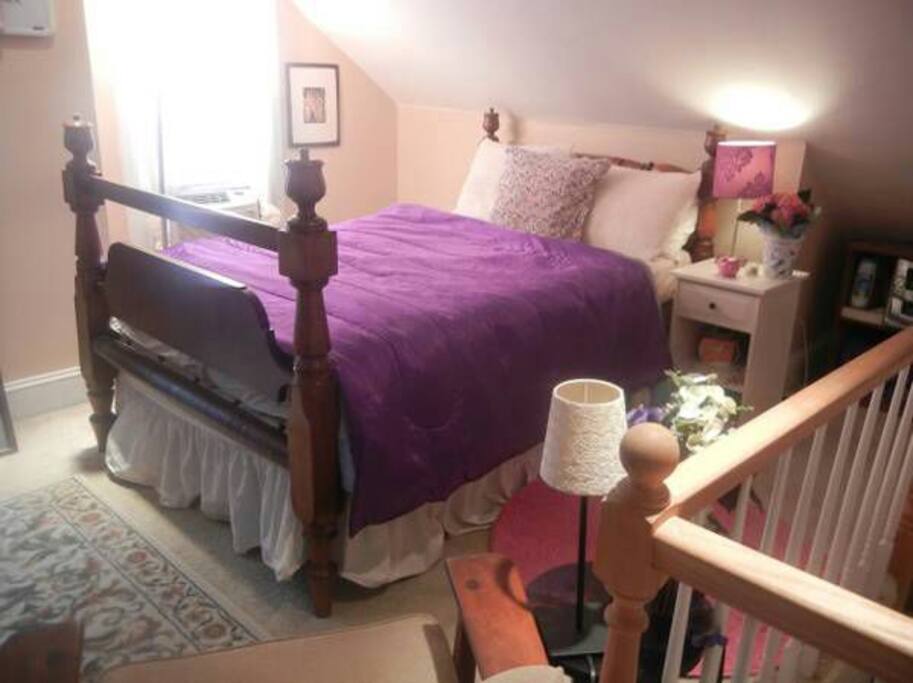 this is your room that you will be staying in it has a comfortable bed and great light