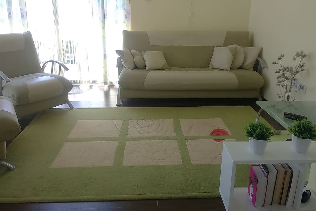 Living room with balcony. Гостинная с выходом на балкон.