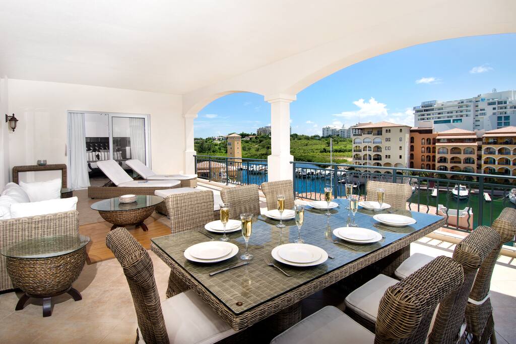 Terrace overlooking the marina
