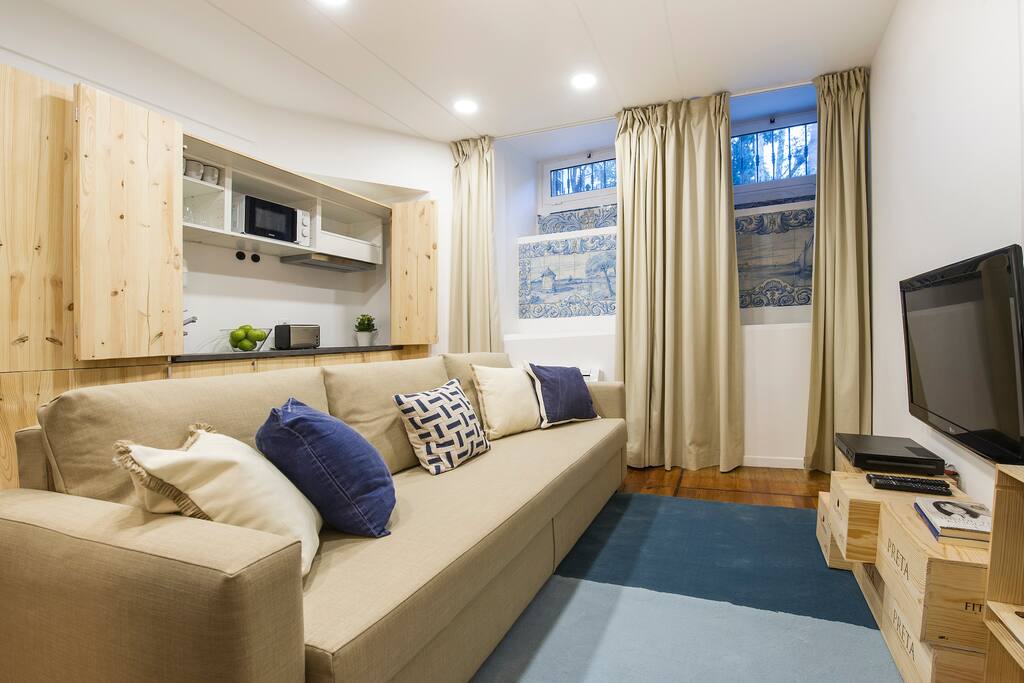 The sofa-bed is suitable for 2 people