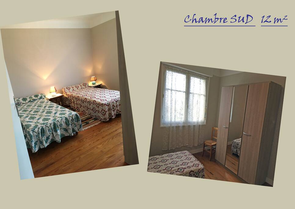 Chambre lits jumeaux (sud)
