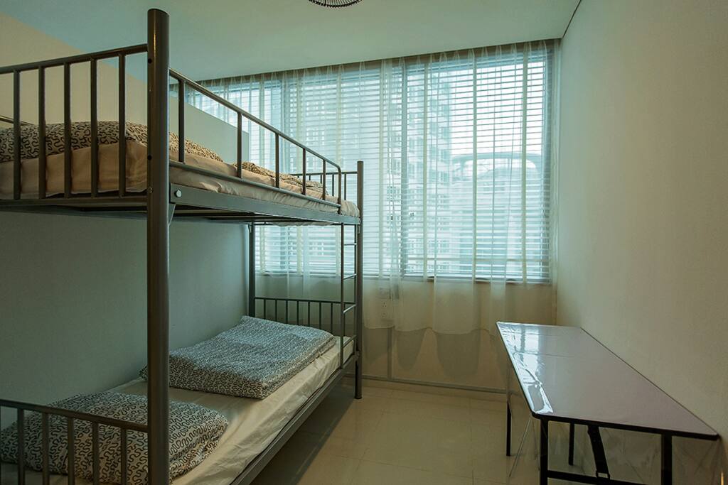 Bunk bed with 2 person in a partitioned place, curtain door