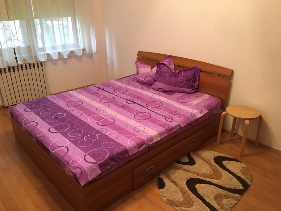 Large bed in bedroom