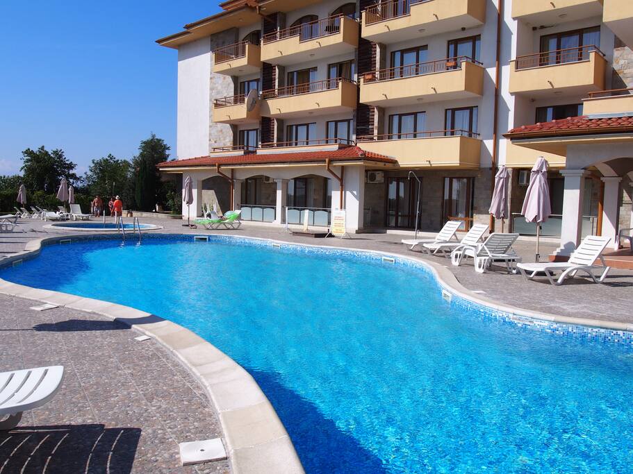 There is big swimming pool