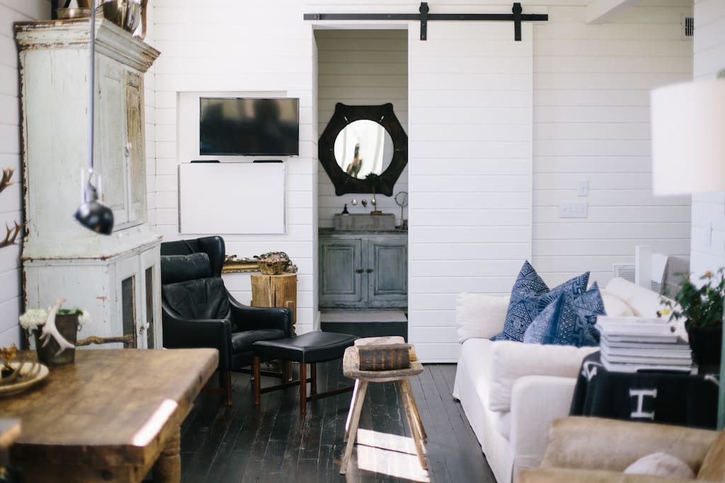 Dining table and living room