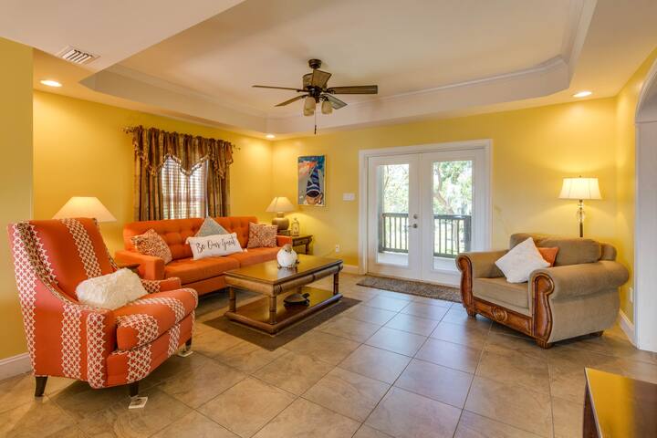 Large, dog-friendly home on three secluded acres w/ balconies, deck, views