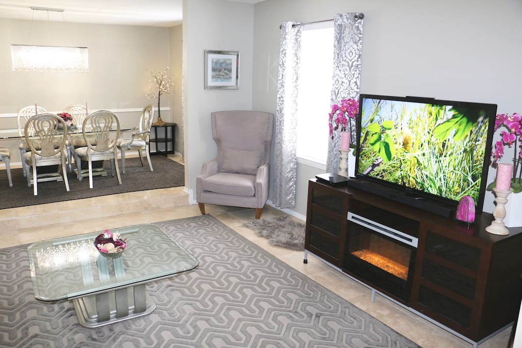 Smart DVD player, Wii, and TV allow you to relax, play, or catch up on your Netflix!