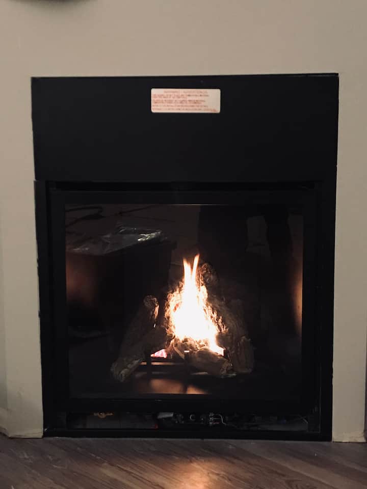 A cozy fireplace (easy to use gas)