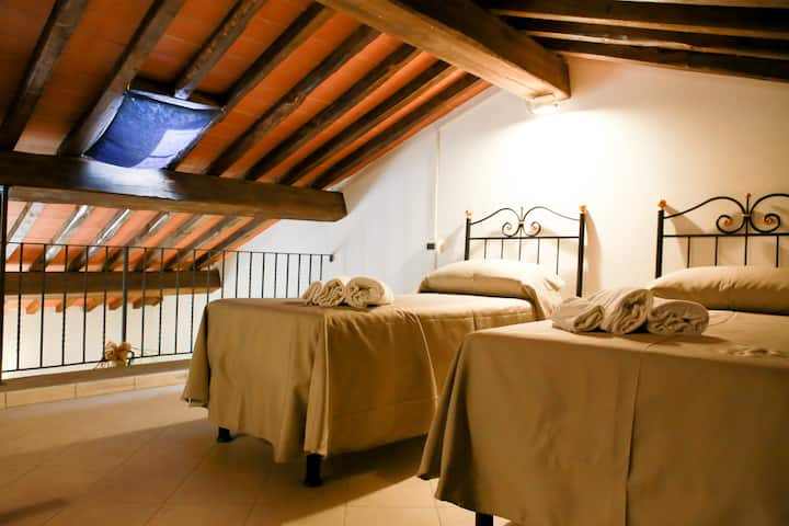 Loft with two single beds