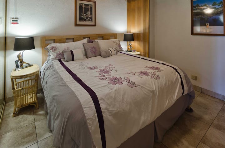 Your master bedroom with king-size bed.    Cable TV in each bedroom with guest safe for valuables.