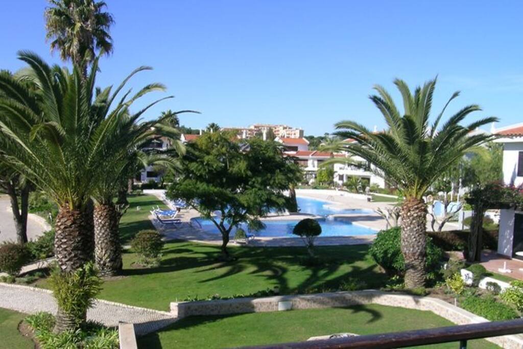 View out to the
Swimming Pool,
which is lit up at
night !