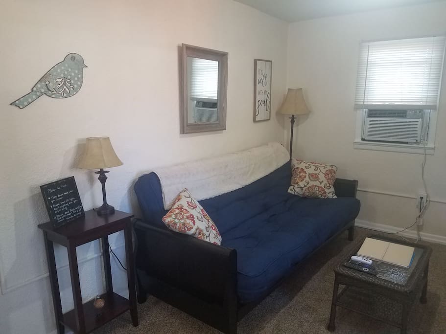 Living room with very comfortable futon!