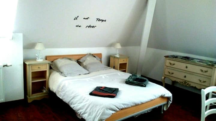 带双人床的宽敞卧室