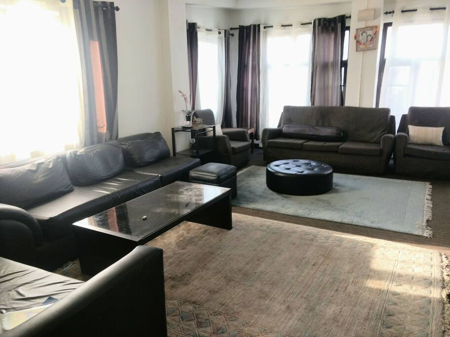 seating area of TV room.