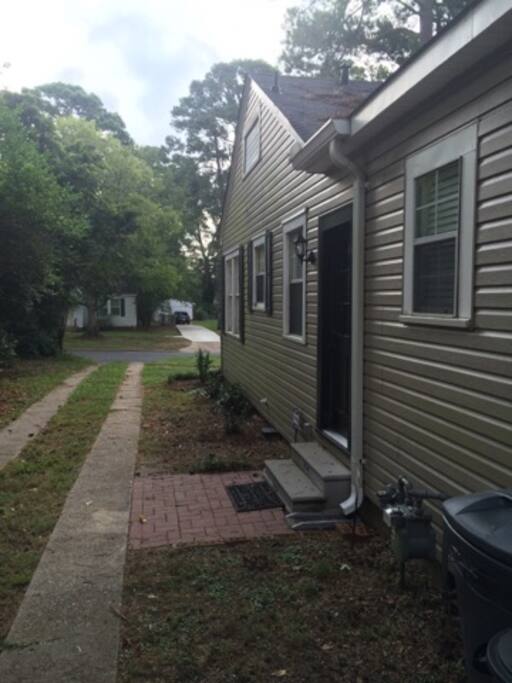 Side, ample off street parking.