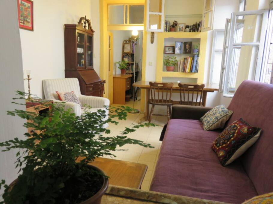 Living space, with couch collapsed
