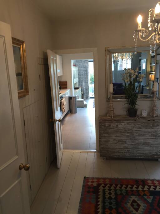 Sitting room, looking down into kitchen/dining room