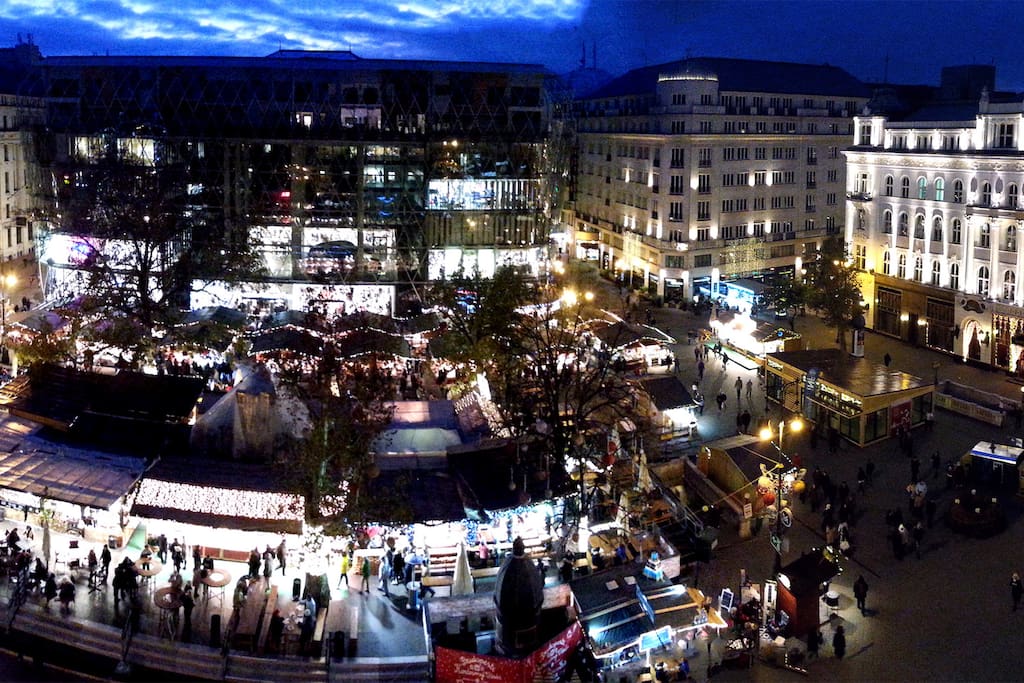 View from your window: Váci street - the Christmas Market - Gerbeaud Cafe
