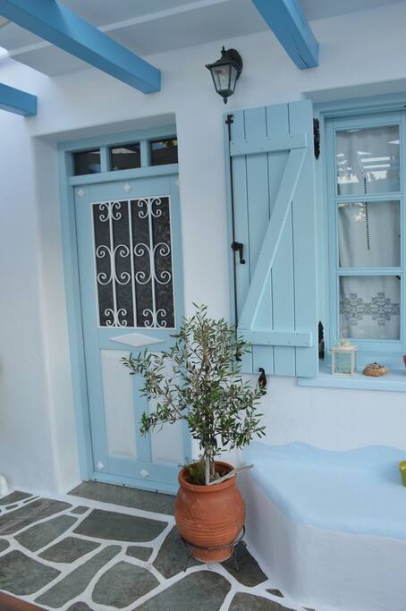 Entry through large front patio.