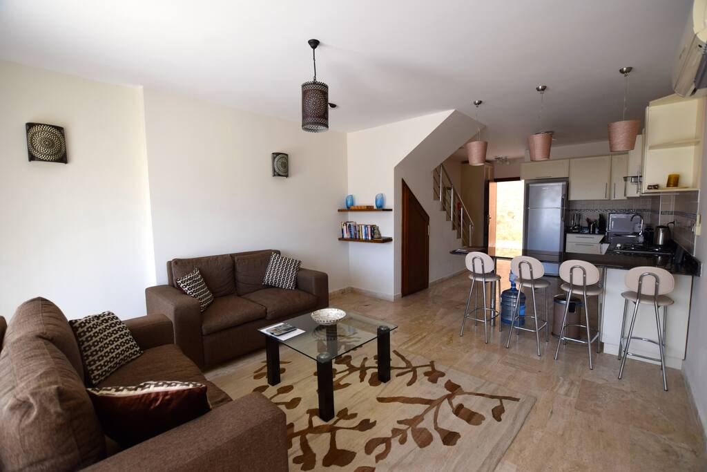 Open plan lounge and kitchen