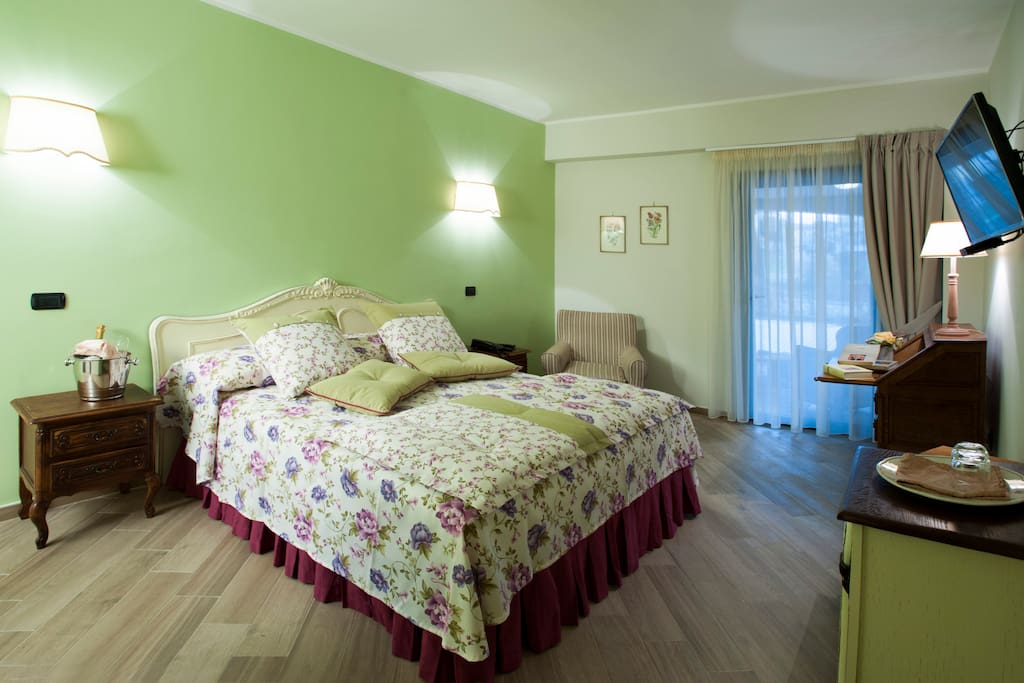 A lovely comfortable room with a private terrace that looks out on to the medieval center of Ceprano and the River Liri