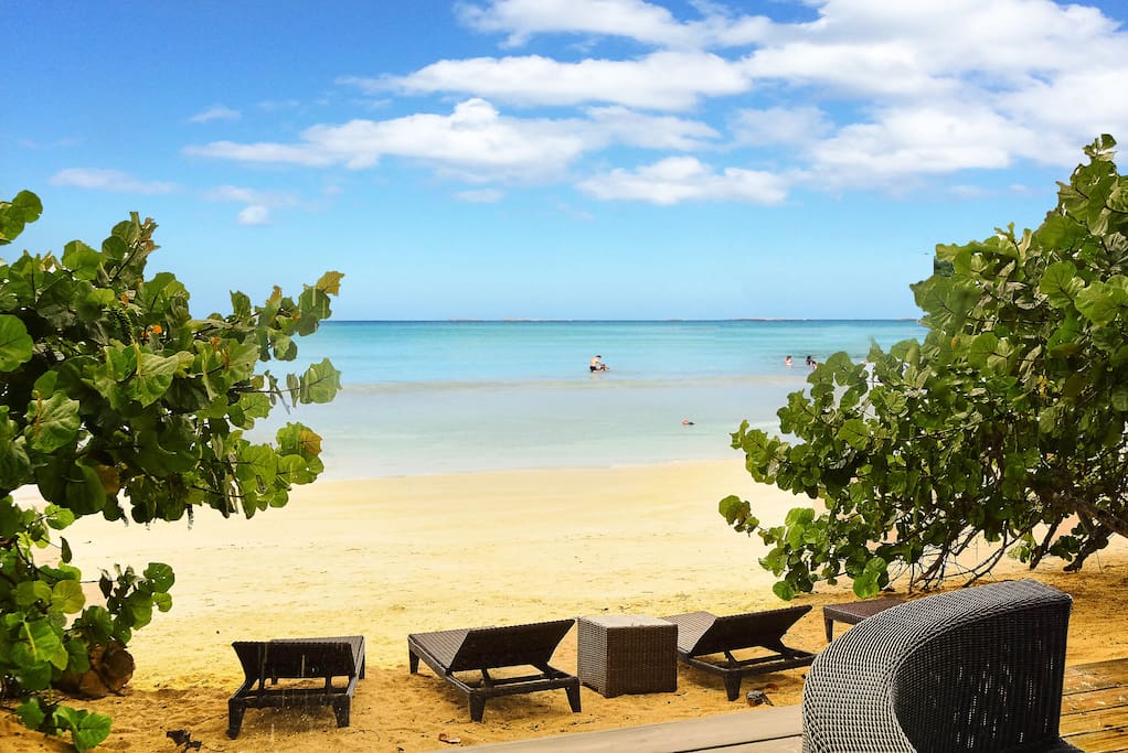 View of the beach from Porto restaurant