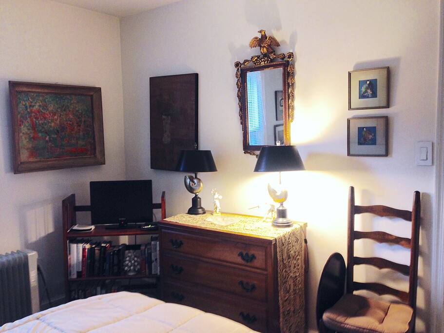 TV with cable in room.