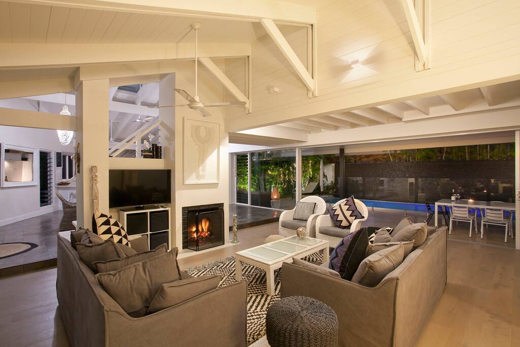 A fireplace makes Winter days Summer