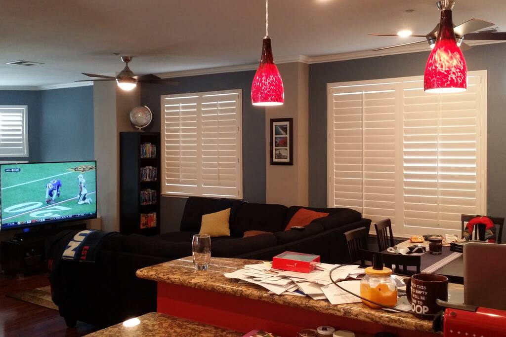 Main-level living and dining area