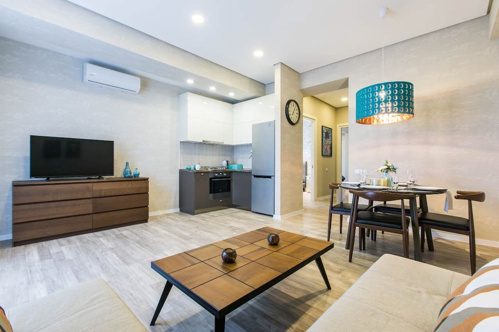 kitchen with living room