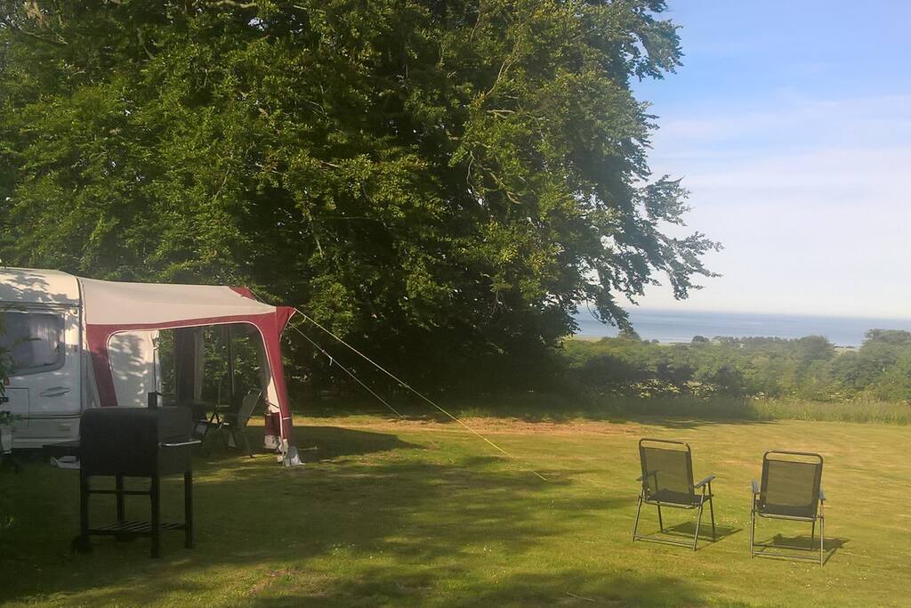 Caravan comes with awning, outdoor table and chairs and barbecue