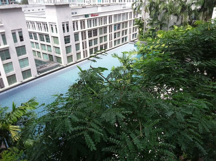 The Pool View from the Modern Balcony