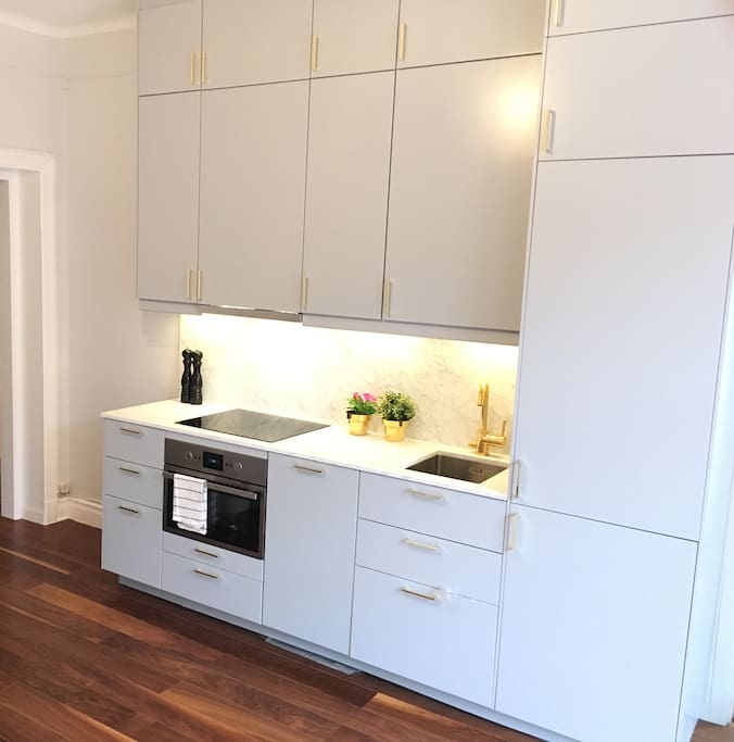 Kitchen with marble table