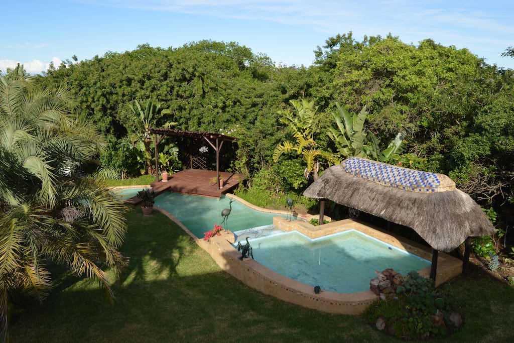 There is a gorgeous pool to cool off in.