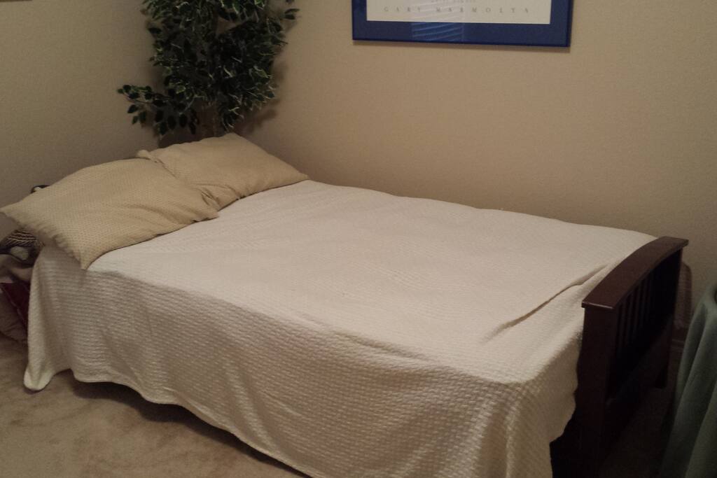 Available room with sofa/futon bed turned down