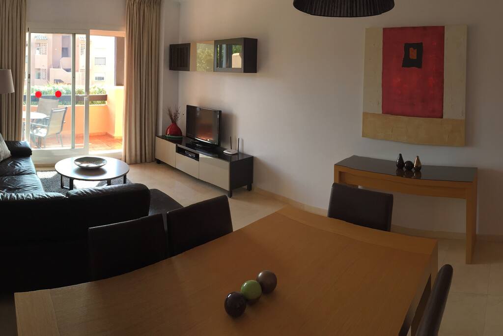 Living area with views the landscaped gardens.