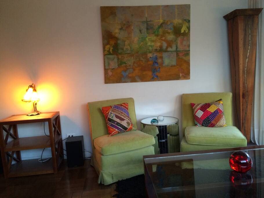 Decorated, but not overloaded, with genuine art collection.