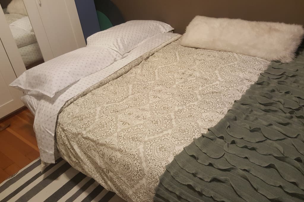Bedroom available- full size futon with added mattress pad
