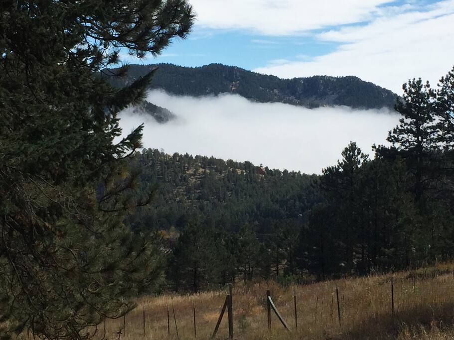 Enjoy this magnificent mountain view from the inside the cozy cabin or outside in the spacious outdoors.