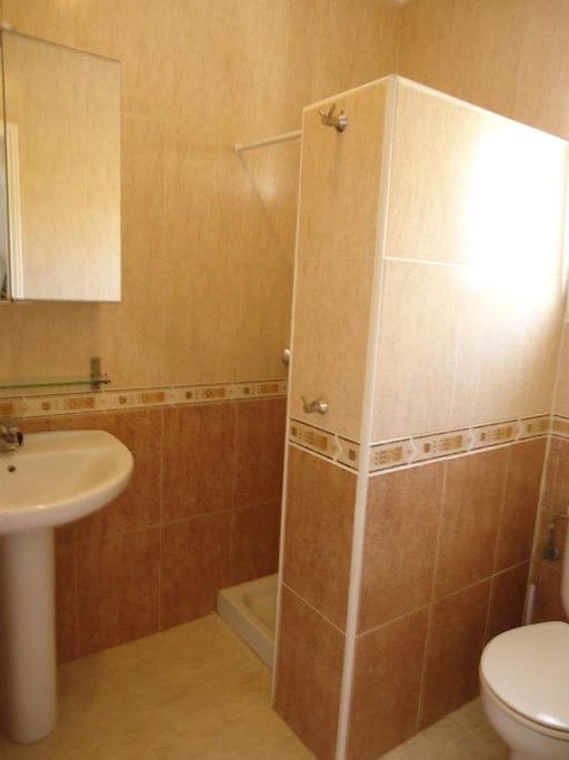 Badkamer met douche beneden