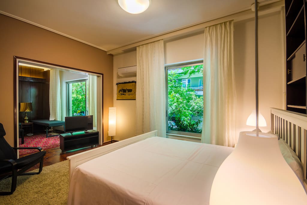 With big doors the apartment can be used as a single space or 3 smaller rooms