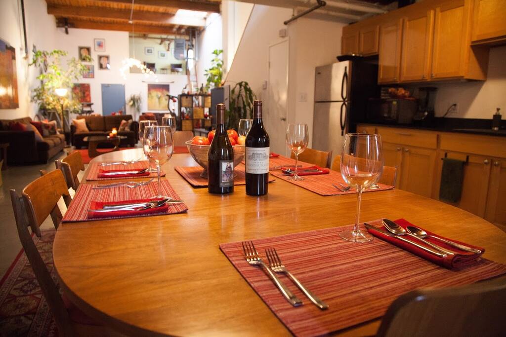 Dining room and kitchen with view of ground floor.