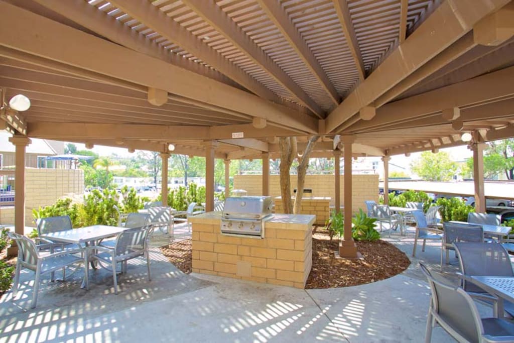 Grills and tables for outdoor relaxation
