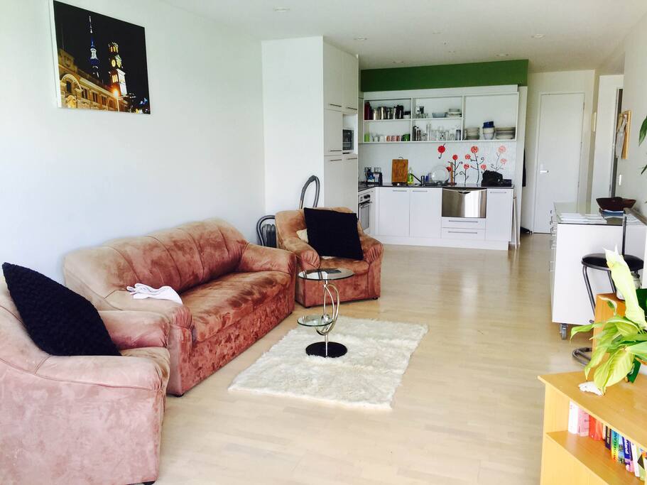 Our living room with kitchen