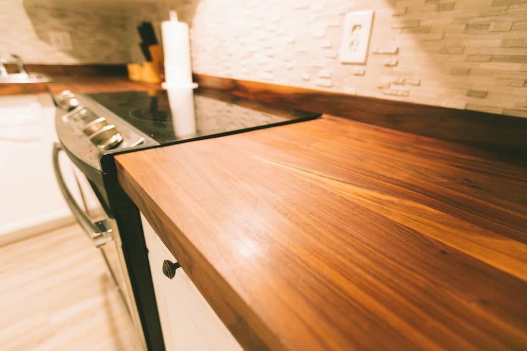 Ooooh! Handmade black walnut countertops!